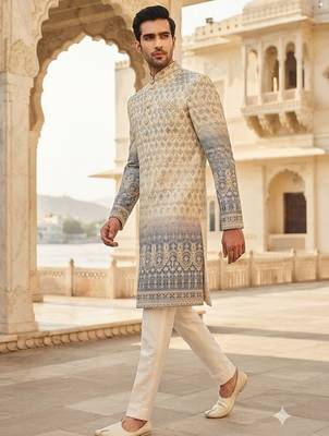 Grey shaded indowestern for men 2