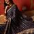 Navy blue silk cotton bandhni saree with unstitched blouse piece.