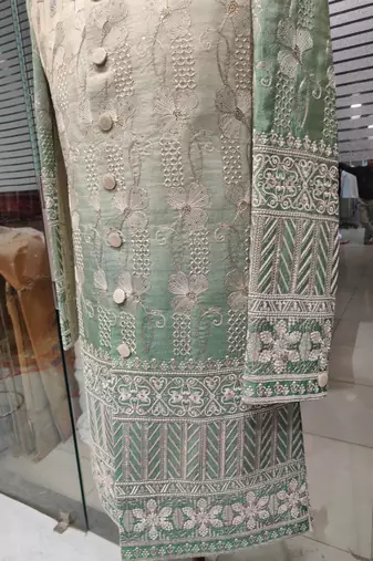 Pista green shaded indowestern for men