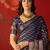 Navy blue silk cotton bandhni saree with unstitched blouse piece.