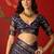 Navy blue silk cotton bandhni saree with unstitched blouse piece.