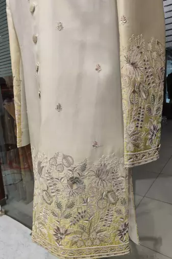 Yellow shaded indowestern for men