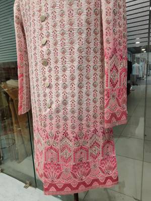 Pink shaded navabi indowestern for men 3
