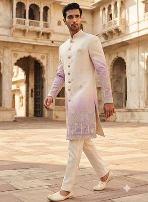 Lavender shaded indowestern for men 2