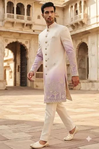 Lavender shaded indowestern for men