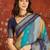 Blue silk cotton bandhni saree with unstitched blouse piece.