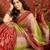Red silk cotton bandhni saree with unstitched blouse piece.