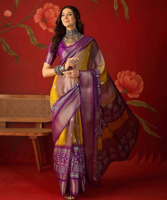 Wine silk cotton bandhni saree with unstitched blouse piece. 2