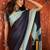 Navy blue chiffon zari checks saree with unstitched blouse piece.