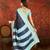 Navy blue chiffon zari checks saree with unstitched blouse piece.