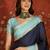 Navy blue chiffon zari checks saree with unstitched blouse piece.