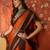 Orange chiffon zari checks saree with unstitched blouse piece.