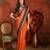 Orange chiffon zari checks saree with unstitched blouse piece.