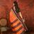 Orange chiffon zari checks saree with unstitched blouse piece.
