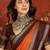 Orange chiffon zari checks saree with unstitched blouse piece.