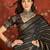 Black silk cotton zari saree with unstitched blouse piece.