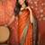 Orange silk cotton zari saree with unstitched blouse piece.