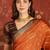 Orange silk cotton zari saree with unstitched blouse piece.