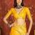 Lilac & yellow silk cotton printed saree with unstitched blouse piece.