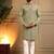 Olive green star silk embroidery sequence work straight men's kurta pyjama
