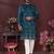 Teal blue premium smart silk embroidery sequence work straight men's kurta pyjama
