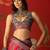 Red satin ajrakh printed saree with unstitched blouse piece.