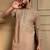 Beige armani lachko embroidery sequence work straight men's kurta pyjama