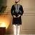 Black armani lachko embroidery sequence work straight men's kurta pyjama