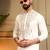 White armani lachko embroidery sequence work straight men's kurta pyjama