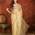 Beige chiffon embroidered saree with unstitched blouse piece.