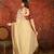 Beige chiffon embroidered saree with unstitched blouse piece.