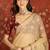 Beige chiffon embroidered saree with unstitched blouse piece.