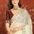 Cream tissue embroidered saree with unstitched blouse piece.