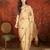 Beige silk blend embroidered saree with unstitched blouse piece.