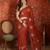Rust chiffon embroidered saree with unstitched blouse piece.