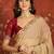 Beige chiffon embroidered saree with unstitched blouse piece.