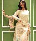 Beige Co-ord Kurta Set with Royal Peacock & Elephant Prints – Pure Cotton Summer Suit
