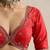 Red embroidered silk blouse