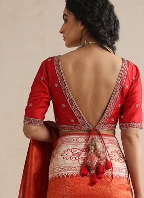 Red embroidered silk blouse 3