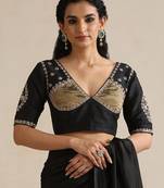 Black embroidered silk and tissue blouse