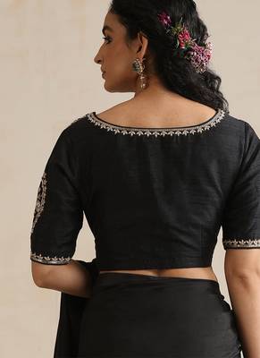 Black embroidered silk and tissue blouse 3
