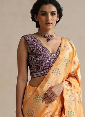 Purple embroidered raw silk blouse 4