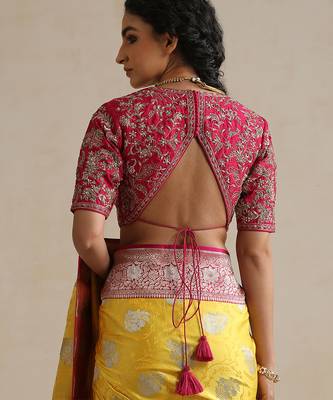 Hot pink embroidered chinia silk blouse 3