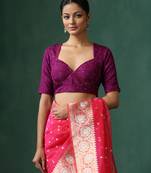 Purple embroidered silk blouse