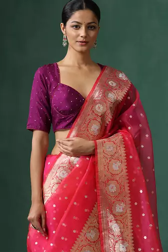 Purple embroidered silk blouse