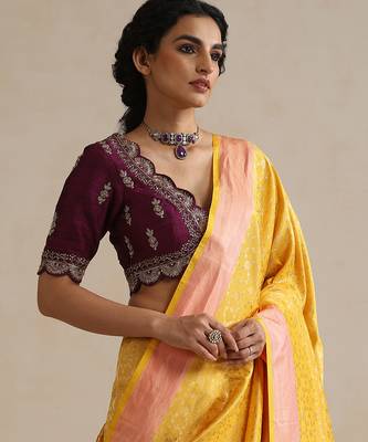 Purple embroidered raw silk blouse 4