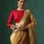 Red embroidered pure silk blouse