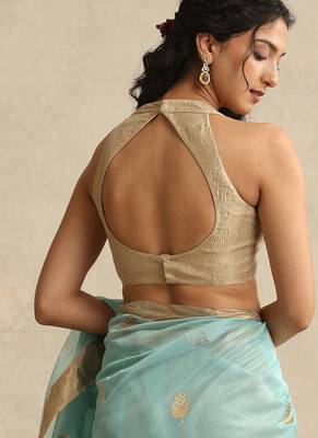 Golden tissue chanderi blouse 2
