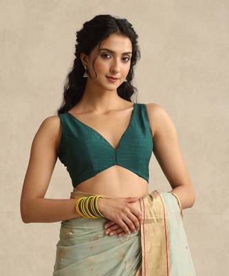 Green pure chanderi silk blouse 1