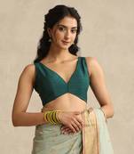 Green pure chanderi silk blouse